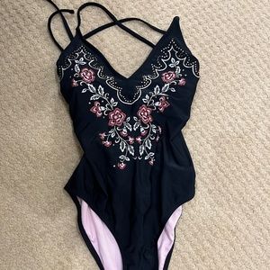 Embroidered swim suit